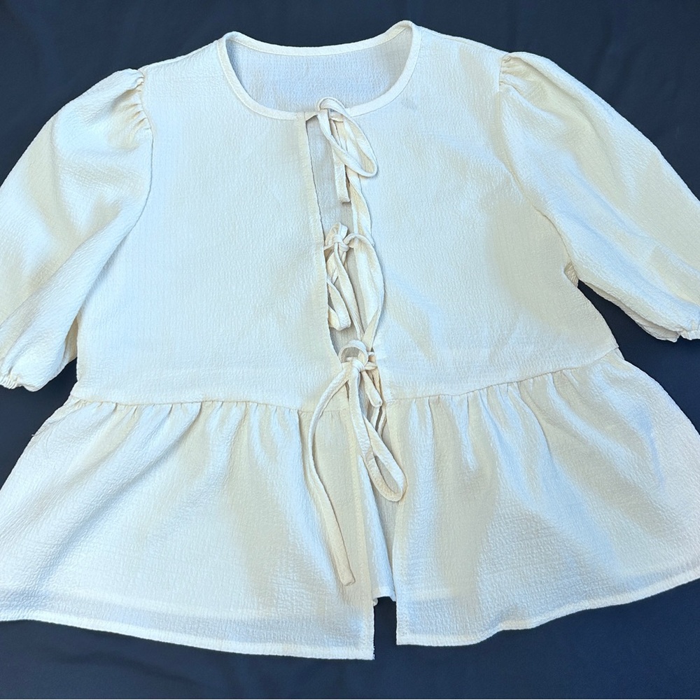 Pastel Yellow Top with Tie Details